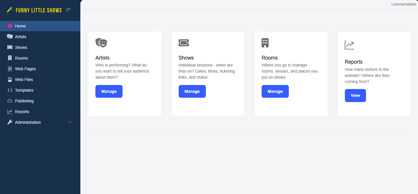 Funny Little Shows Website Interface